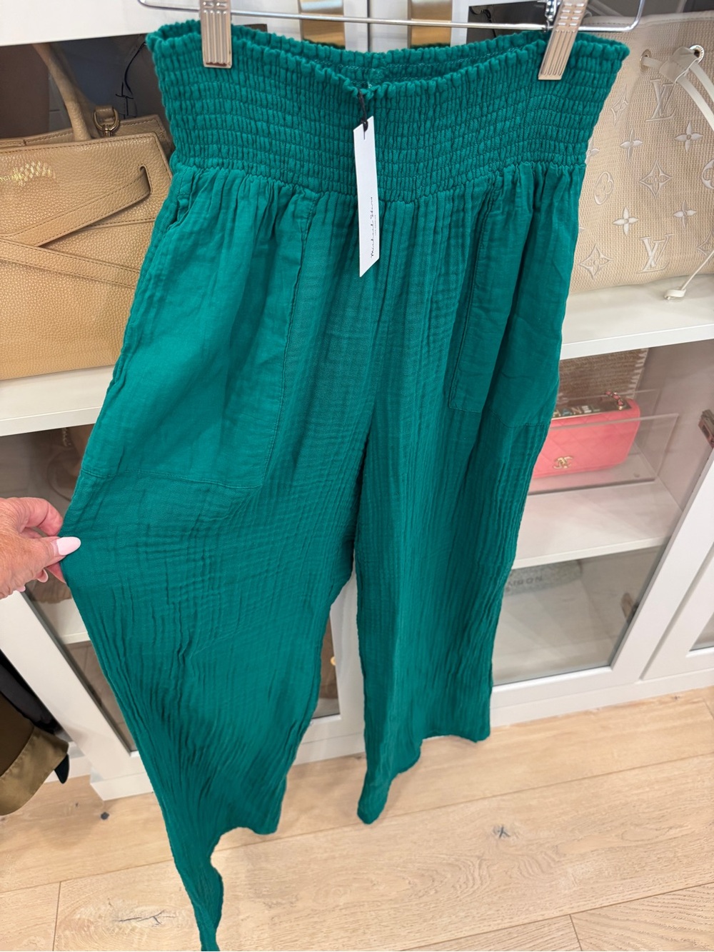 Michael Stars sonia Kelly Green double gauze Straight-Leg Pants